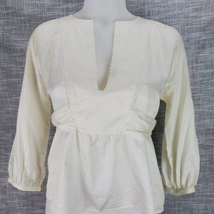 TIBI Cream Peasant Blouse w Waist Tie Medium